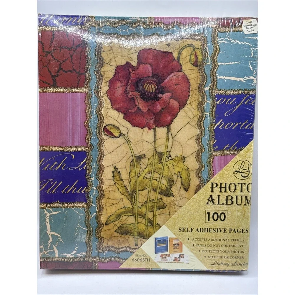 Vintage 1990's Magnetic Self-Stick 3-Ring Photo Album 100 Pages Floral Sealed